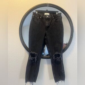 Abercrombie & Fitch Black Ripped High Rise Mom Jeans